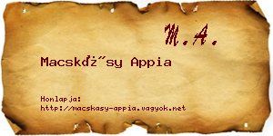 Macskásy Appia névjegykártya